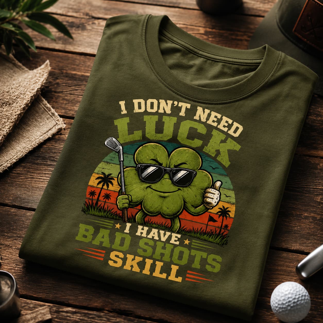 I Don't Need Luck Funny Golf Shirt - Image 3