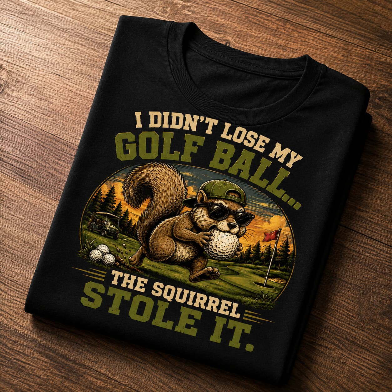 The Squirrel Stole It Funny Golf Shirt - Image 2