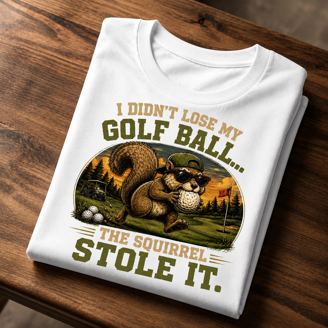 The Squirrel Stole It Funny Golf Shirt - Image 4