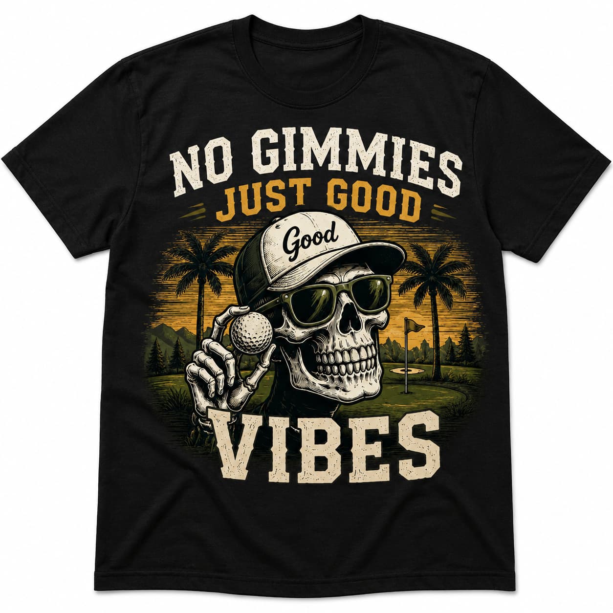No Gimmies Just Good Vibes Funny Golf Shirt