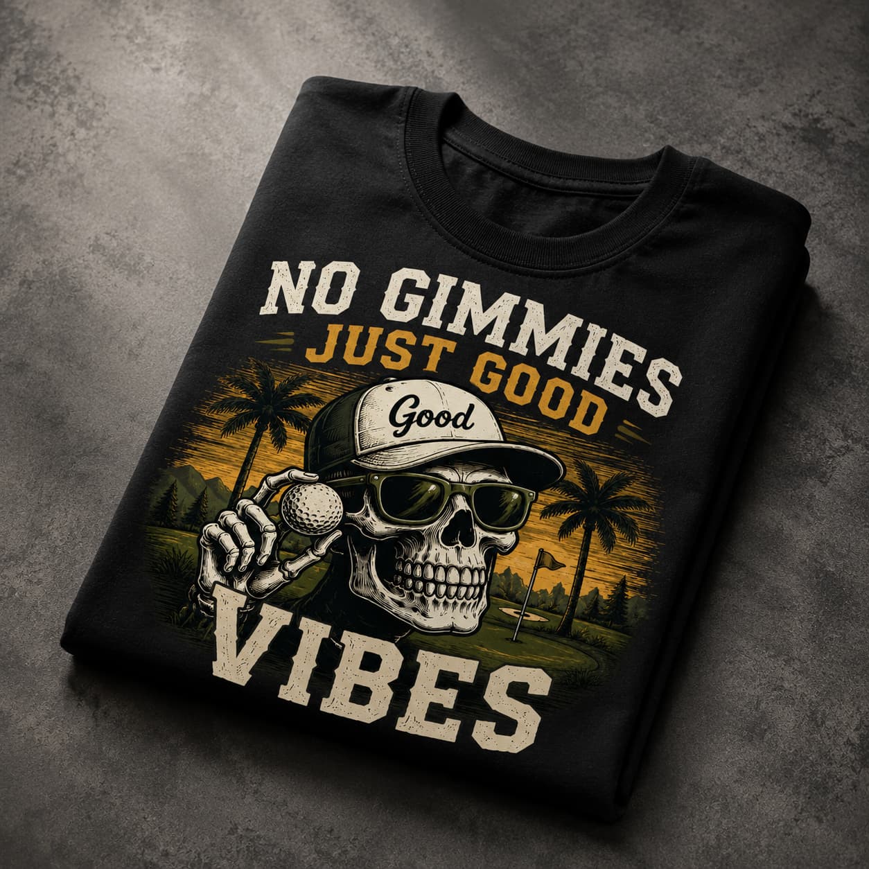 No Gimmies Just Good Vibes Funny Golf Shirt - Image 2