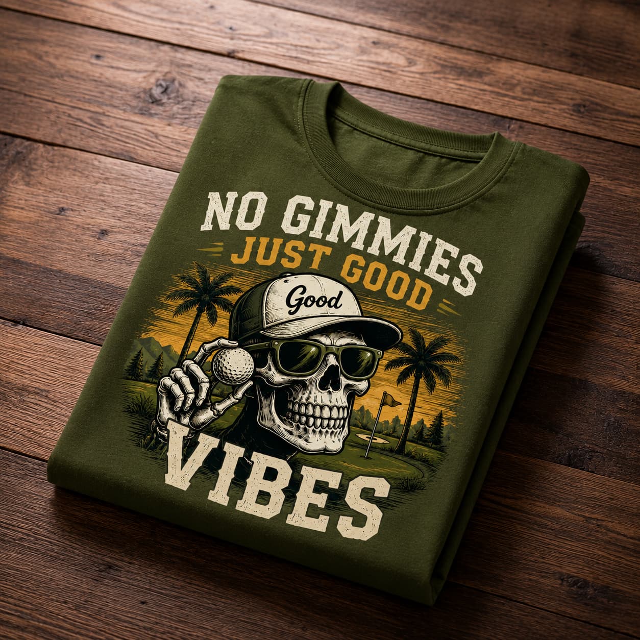 No Gimmies Just Good Vibes Funny Golf Shirt - Image 3