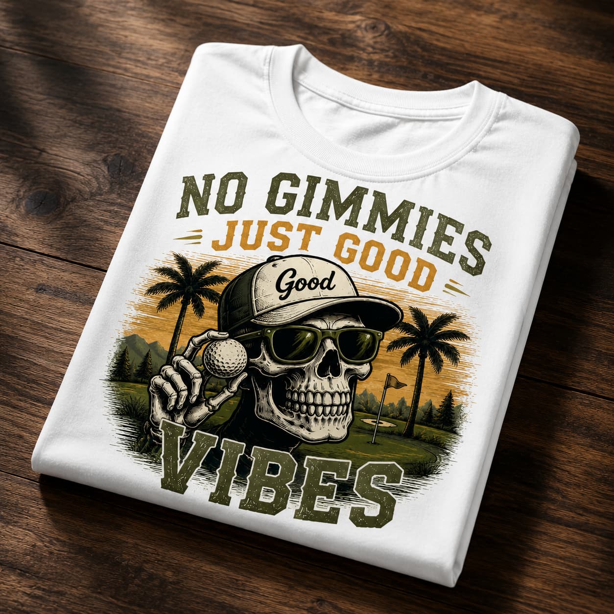 No Gimmies Just Good Vibes Funny Golf Shirt - Image 4